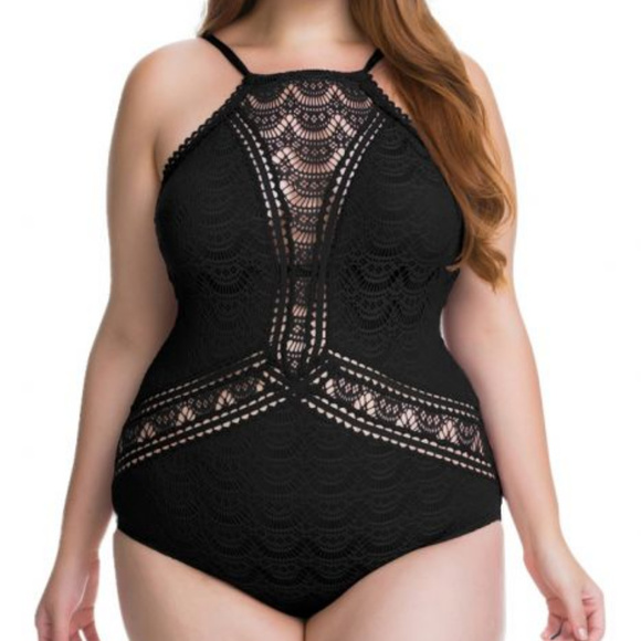 BECCA Other - Becca Plus Size High Neck One Piece Swimsuit